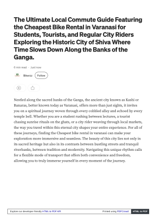 Smooth rides begin with cheapest bike rental in Varanasi