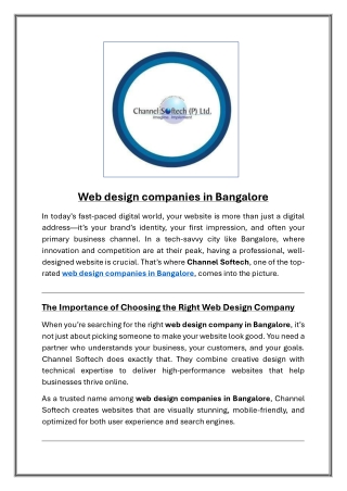 Web design companies in Bangalore