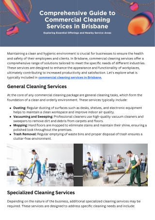 What’s Included in Commercial Cleaning Services in Brisbane