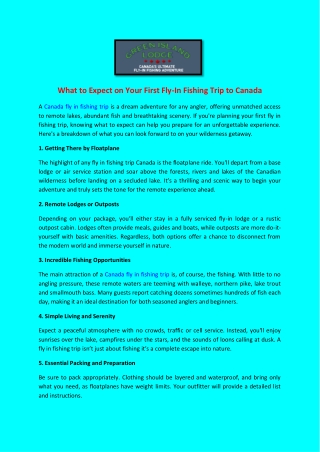 What to Expect on Your First Fly-In Fishing Trip to Canada