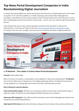 Best news portal development company in India
