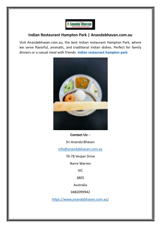 Indian Restaurant Hampton Park  | Anandabhavan.com.au