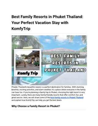 Best family resorts in phuket thailand