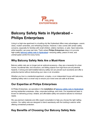 Balcony Safety Nets in Hyderabad