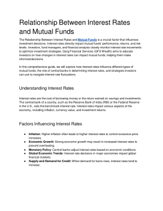 Relationship Between Interest Rates and Mutual Funds