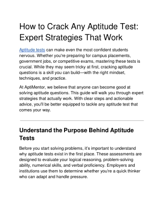 How to Crack Any Aptitude Test_ Expert Strategies That Work