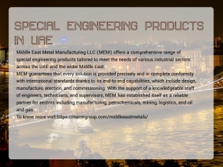 Special Engineering Products in UAE