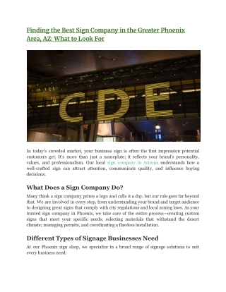 Finding the Best Sign Company in the Greater Phoenix Area, AZ: What to Look For