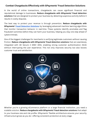 Combat Chargebacks Effectively with GPayments’ Fraud Detection Solutions