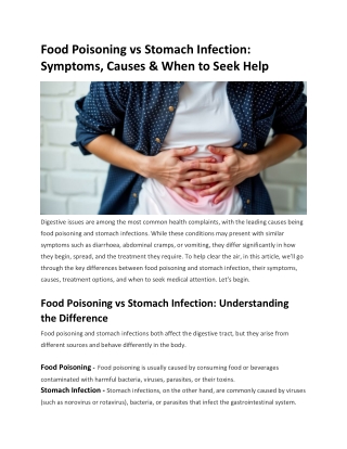 Food Poisoning vs Stomach Infection: Symptoms, Causes & Treatment