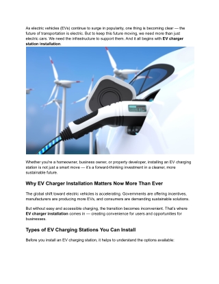 The Future Is Electric_ Start with EV Charger Station Installation