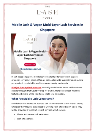 Mobile Lash & Vegan Multi-Layer Lash Services in Singapore