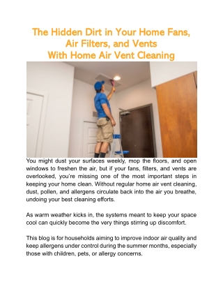 The Hidden Dirt in Your Home Fans, Air Filters, and Vents With Home Air Vent Cleaning