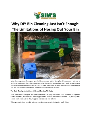 Why DIY Bin Cleaning Just Isn't Enough: The Limitations of Hosing Out Your Bin