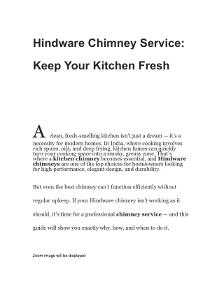 Hindware Chimney Service_ Keep Your Kitchen Fresh