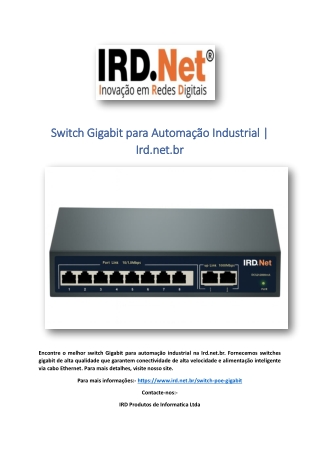 Switch Gigabit para Automação Industrial | Ird.net.br