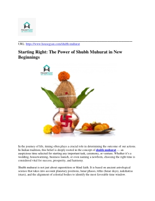 Starting Right The Power of Shubh Muhurat in New Beginnings