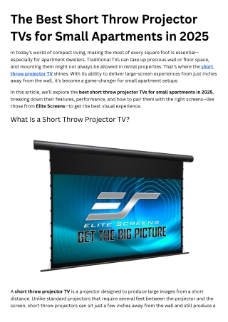 The Best Short Throw Projector TVs for Small Apartments in 2025