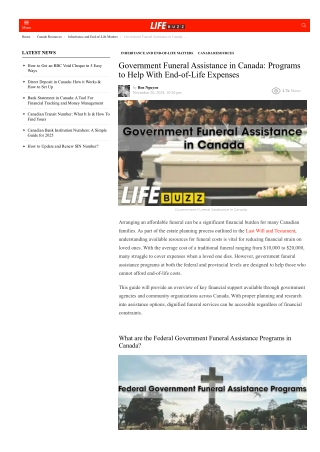 LifeBuzz Planning: Government Funeral Assistance in Canada