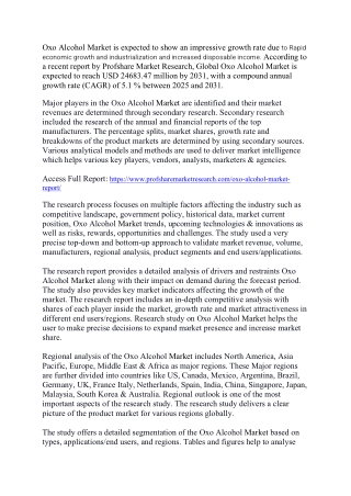 Oxo Alcohol Market Report