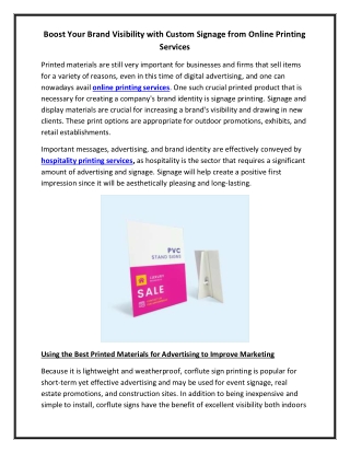 Boost Your Brand Visibility with Custom Signage from Online Printing Services