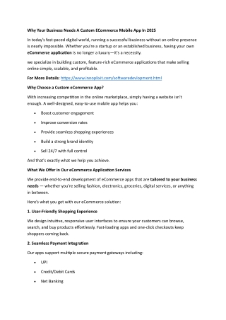 Why Your Business Needs A Custom ECommerce Mobile App In 2025