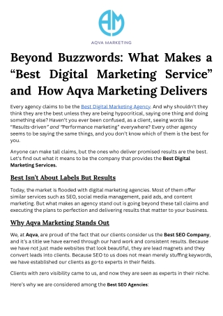 Aqva Marketing: Redefining the Best in Digital Marketing