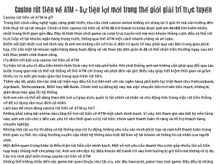 Casino rút tiền về ATM – Sự tiện lợi mới trong thế giới giải trí trực tuyến