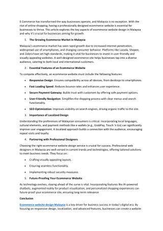 Ecommerce website design Malaysia