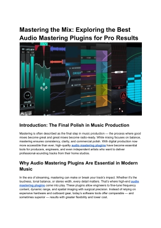 Audio mastering plugins