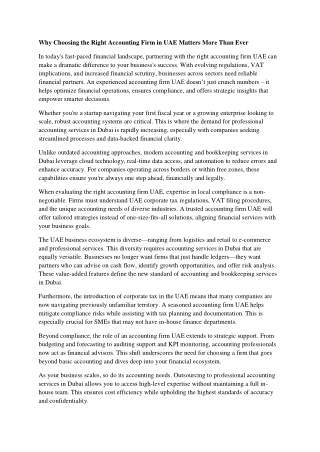 Why Choosing the Right Accounting Firm in UAE Matters More Than Ever