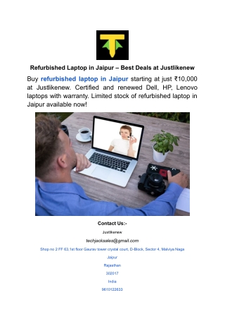 Refurbished Laptop in Jaipur – Best Deals at Justlikenew