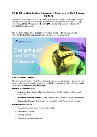 3D & AR in Web Design: 7 Game-Changing Ways to Create Immersive Experiences