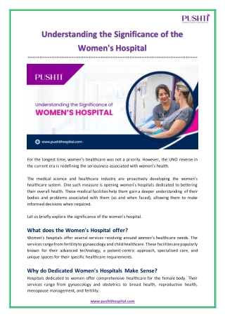 Understanding the Significance of the Women's Hospital