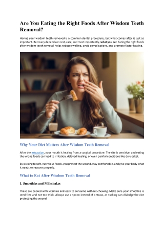 Are You Eating the Right Foods After Wisdom Teeth Removal?