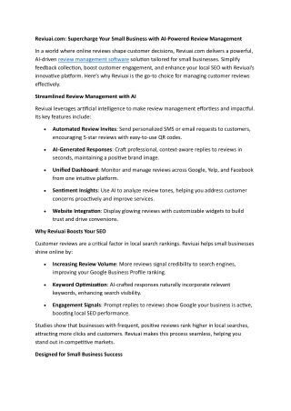 Reviuai.com Supercharge Your Small Business with AI-Powered Review Management
