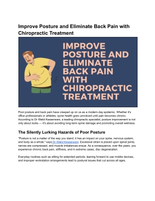 Unlock Better Posture and Spine Health with Dr Walid Kesserwani’s Chiropractic T