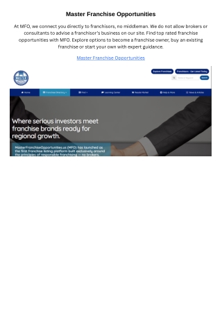 Master Franchise Opportunities