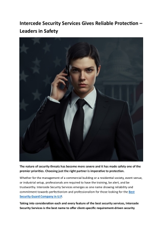 Intercede Security Services Gives Reliable Protection