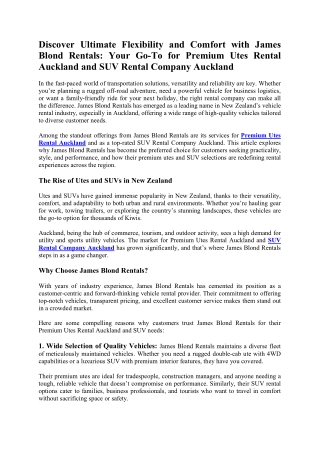 Discover Ultimate Flexibility and Comfort with James Blond Rentals