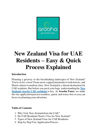 New Zealand Visa for UAE Residents – Easy & Quick Process Explained