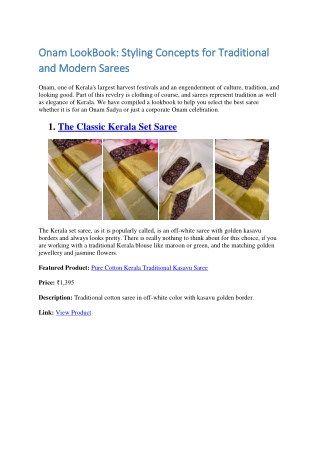Onam LookBook