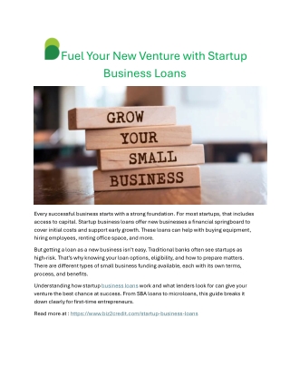 Everything You Need to Know About Startup Business Loans