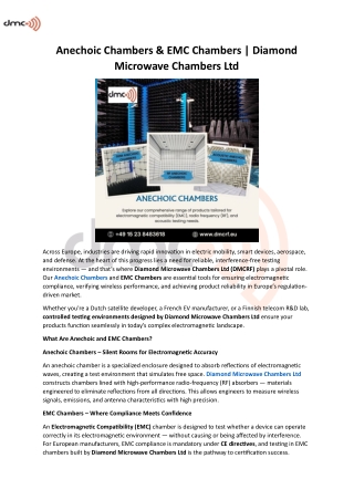 Anechoic Chambers  - Diamond Microwave Chambers Ltd