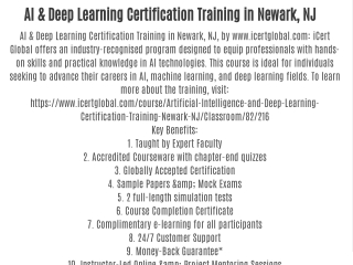AI & Deep Learning Certification Training in Newark, NJ
