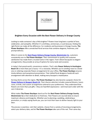 Brighten Every Occasion with the Best Flower Delivery in Orange County