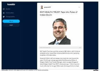 RHT HEALTH TRUST Taps into Pulse of Indian Boom