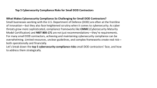 Top 5 Cybersecurity Compliance Risks for Small DOD Contractors