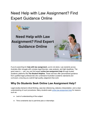 Need Help with Law Assignment