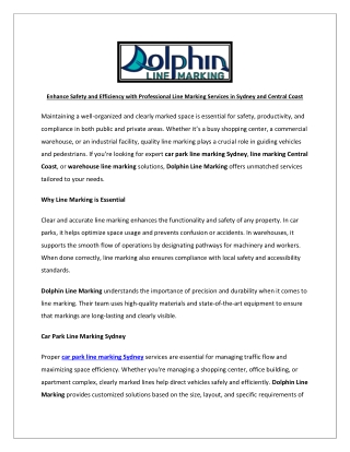 Enhance Safety and Efficiency with Professional Line Marking Services in Sydney